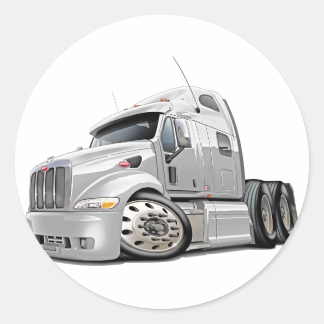 Peterbilt White Truck Runder Aufkleber (Vorderseite)