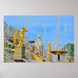 Peterhof Goldene Statuen, Russland Poster