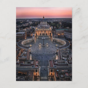 Petersbasilika und Petersplatz bei Sonnenuntergang Postkarte