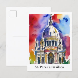 Petersbasilika Vatikan Wasserfarben Reise Postkarte