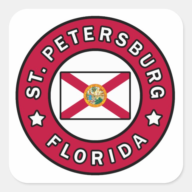 Petersburg Florida Quadratischer Aufkleber (Vorderseite)