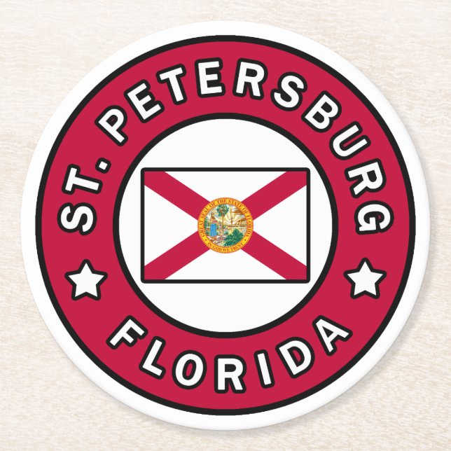 Petersburg Florida Runder Pappuntersetzer (Vorderseite)