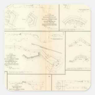 Petersburg, Va Batterien, Belagerung Quadratischer Aufkleber