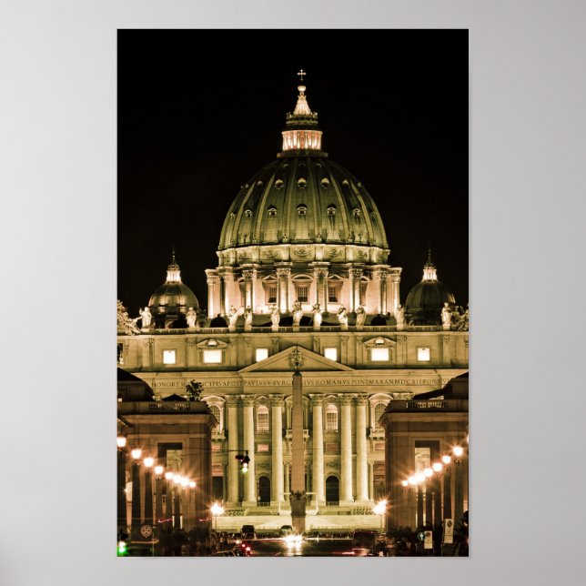 Petersdom bei Nacht Poster (Vorne)