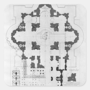 Petersdom-Plan Quadratischer Aufkleber
