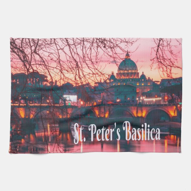 Petersdom, Rom, Italien Geschirrtuch (Horizontal)