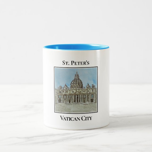 Petersdom, Vatikanstadt, Italien Zweifarbige Tasse (Mittel)