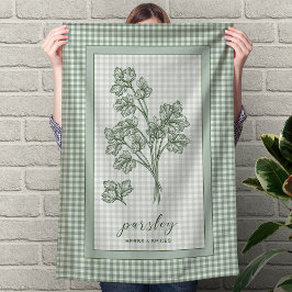 Petersilien-Küchenhandtuch mit grüner Gingham-Bord Geschirrtuch