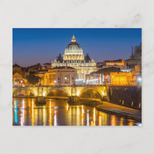 Peterskathedral am Abend Rom Italien Postkarte