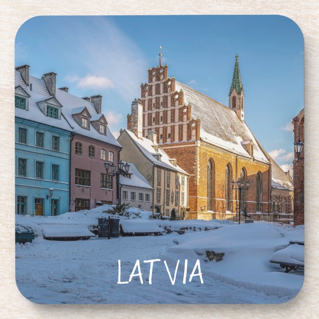 Peterskirche im Winter in Riga, Lettland Getränkeuntersetzer (Vorderseite)