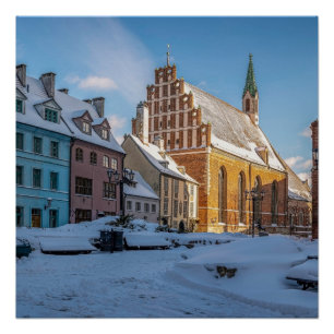 Peterskirche im Winter in Riga, Lettland Poster