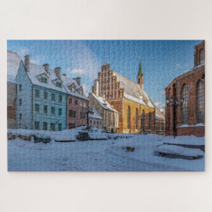 Peterskirche im Winter in Riga, Lettland Puzzle
