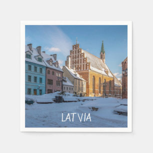 Peterskirche im Winter in Riga, Lettland Serviette