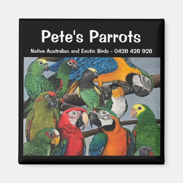 Pete's Paprots - Exotisches und natives Magnet (Vorne)
