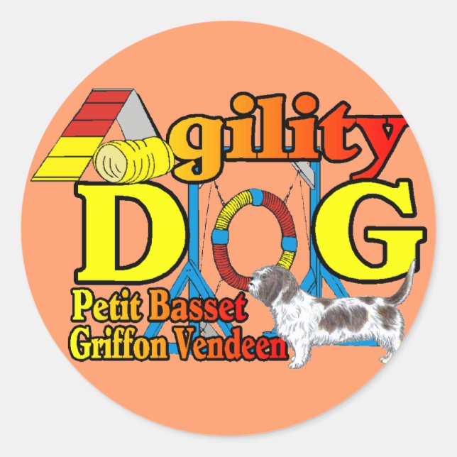 Petit Basset Griffon Vendeen Agility Runder Aufkleber (Vorderseite)