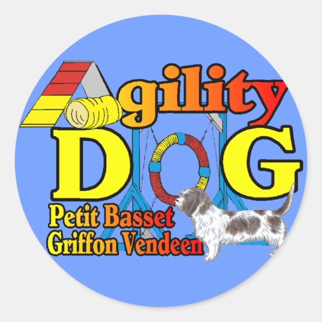 Petit Basset Griffon Vendeen Agility Runder Aufkleber (Vorderseite)