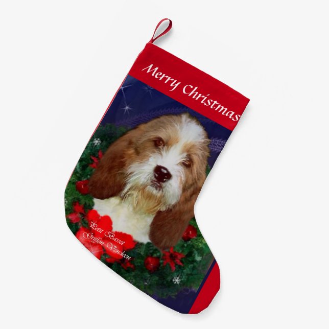 Petit Basset Griffon Vendeen Christmas Kleiner Weihnachtsstrumpf (Vorderansicht (hängend))