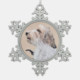 Petit Basset Griffon Vendéen Painting - Dog Art Schneeflocken Zinn-Ornament