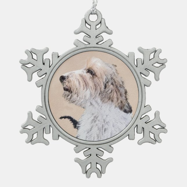Petit Basset Griffon Vendéen Painting - Dog Art Schneeflocken Zinn-Ornament (Vorderseite)