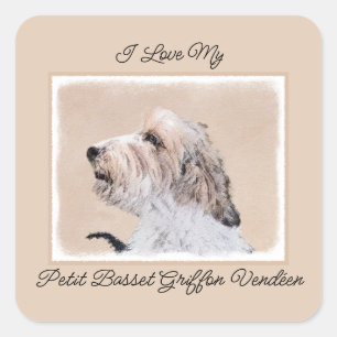 Petit Basset Griffon Vendéen Painting - Hunde Art  Quadratischer Aufkleber