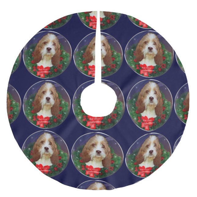 Petit Basset Griffon Vendeen Polyester Weihnachtsbaumdecke (Vorderseite)
