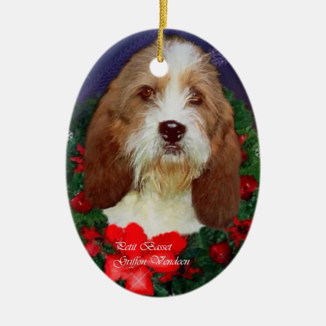 Petit Basset Griffon Vendeen Weihnachtsdekoration Keramik Ornament (Vorne)