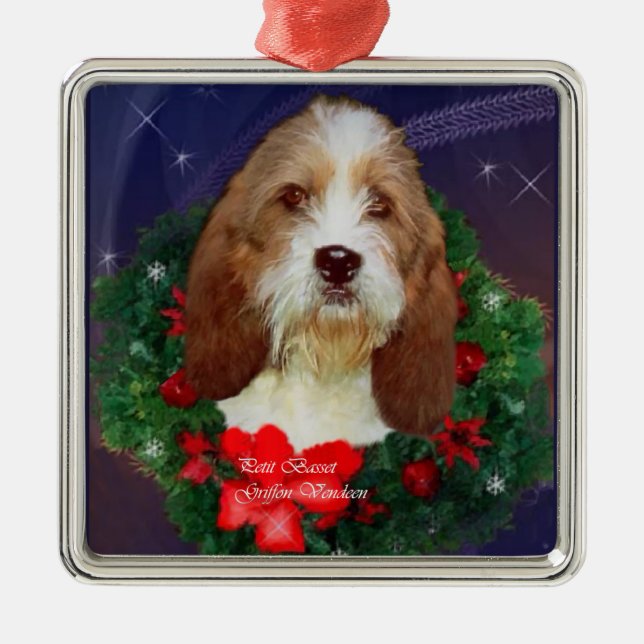Petit Basset Griffon Vendeen Weihnachtsdekoration Ornament Aus Metall (Vorne)