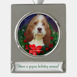 Petit Basset Griffon Venden Personalisiert Weihnac Banner-Ornament Silber