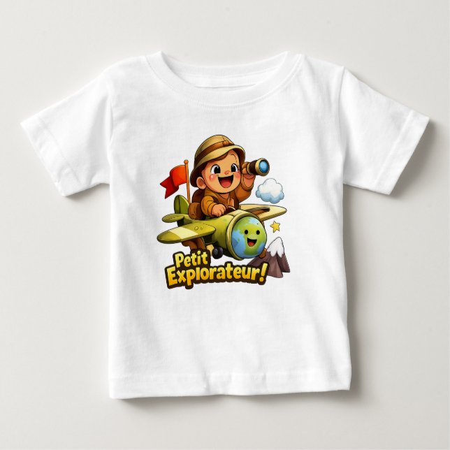 Petit Explorateur Cute Baby Adventure Illustration T-shirt (Vorderseite)