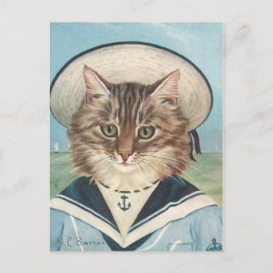 Petit Garçon mer Chat Postkarte