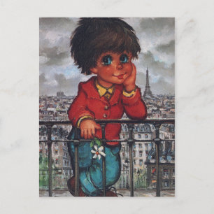 Petit Poulbot à la fleur Postkarte