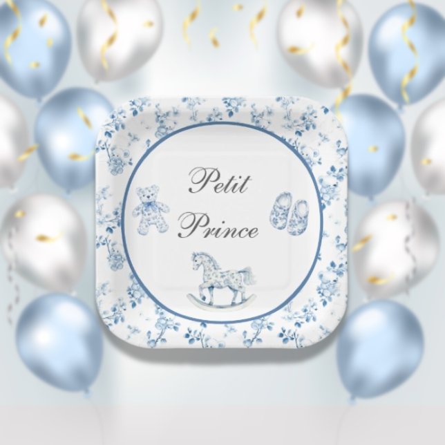Petit Prince French Chinoiserie-Baby ShowTeller Pappteller (petit-prince-french-vintage-baby-shower-chinoiserie-plate)
