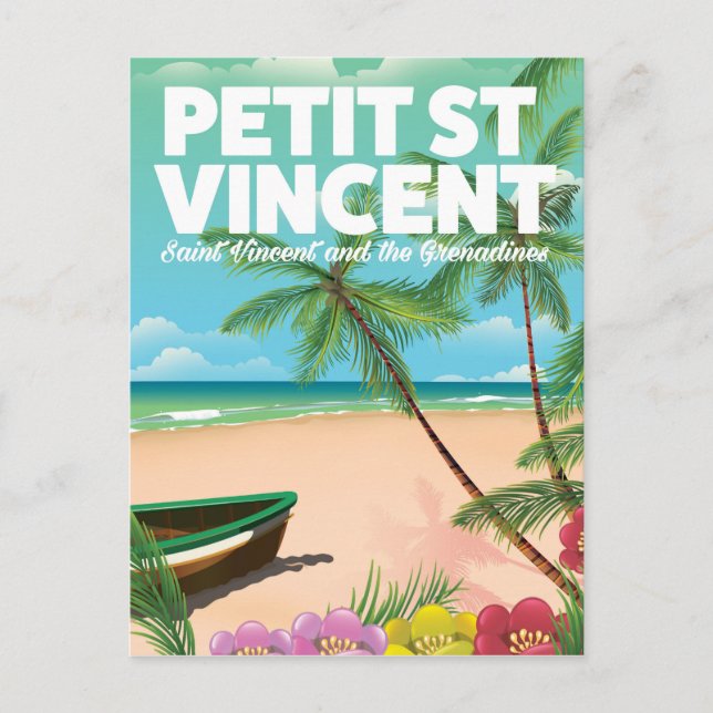 Petit Saint Vincent Vintage Strandposter Postkarte (Vorderseite)