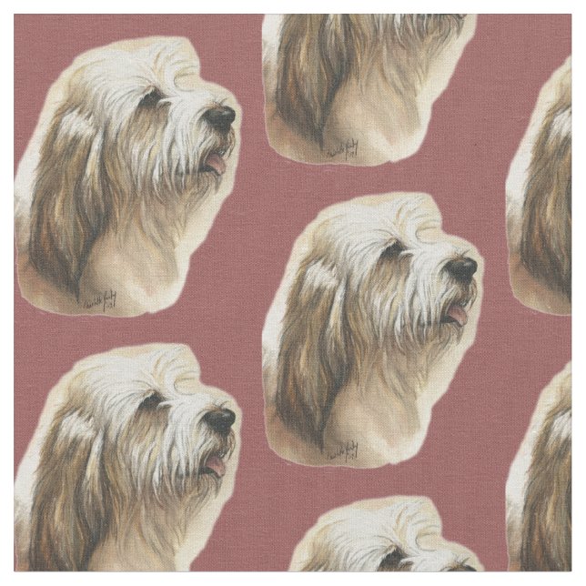 Petite Basset Griffon Vendeen Dog Kunstwerk Stoff (Nahaufnahme)