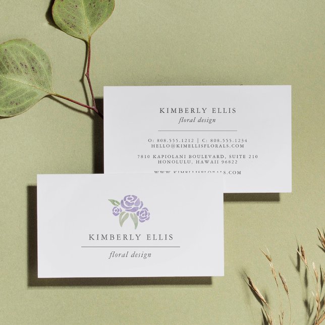 Petite Bouquet | Lila Aquarellblume Visitenkarte (Von Creator hochgeladen)