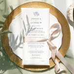 Petite Bouquet Wedding Menu Card | Lilac Menükarte<br><div class="desc">Unser elegantes Hochzeitsmenü im Garten bietet Vorspeisen, Vorspeisen und Desserts in eleganter grauer Schrift mit einer winzigen Pose von Aquarellfarben-Rose in blassem Lavendel lila und Frühlinggrün. Koordiniert mit unserer Petite Bouquet Hochzeitskollektion in Lilac. Verwenden Sie die Vorlagenfelder, um Menüinformationen hinzuzufügen, und klicken Sie dann auf "Anpassen", um Elemente bei Bedarf...</div>
