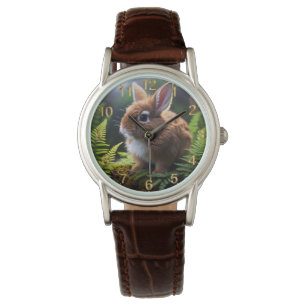 "Petite Charm: The Brown and White Zwarf Bunny" Armbanduhr
