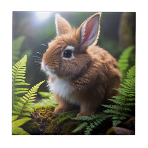"Petite Charm: The Brown and White Zwarf Bunny" Fliese