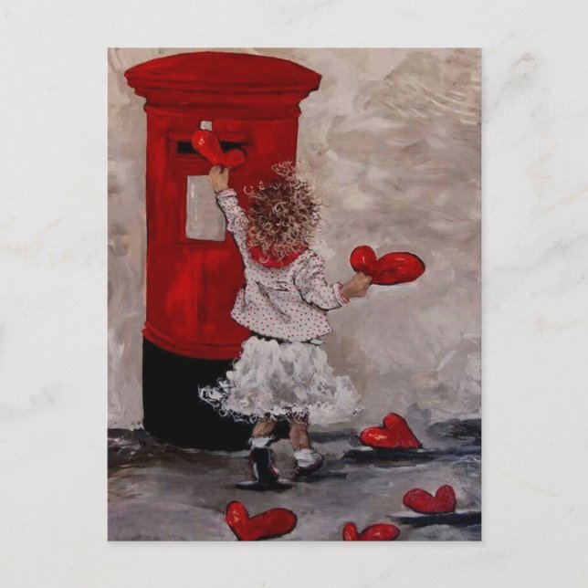 Petite fille postant des coeurs postkarte (Vorderseite)