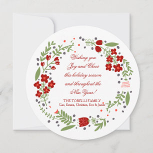 Petite Floral Wreath Holiday Card Feiertagskarte