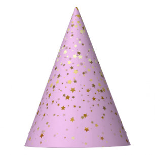 Petite Golden Stars Party Hat-Pink Partyhütchen