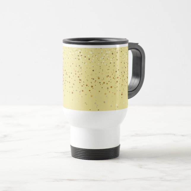 Petite Golden Stars Travel Coffee Mug Yellow Reisebecher (VorderseiteRechts)