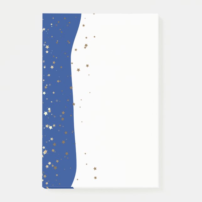 Petite Golden Stars Wave Post-it-Notes-Blue Post-it Klebezettel (Vorderseite)