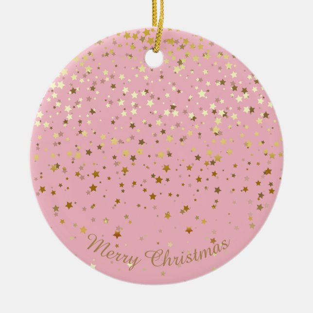 Petite Golden Stars Weihnachtsschmuck Pink (Vorne)