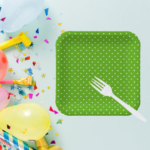 Petite Hearts on Bright Green Pappteller