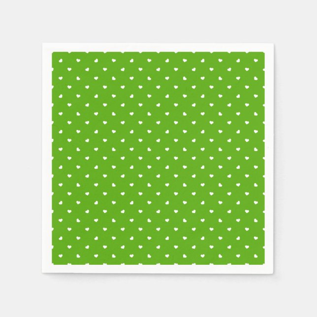 Petite Hearts on Bright Green Serviette (Vorderseite)
