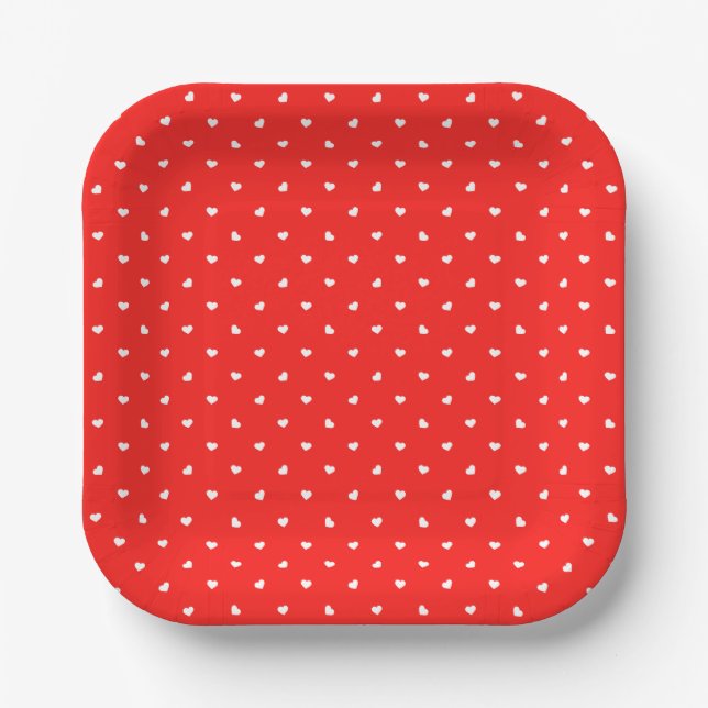 Petite Hearts on Bright Red Pappteller (Vorderseite)