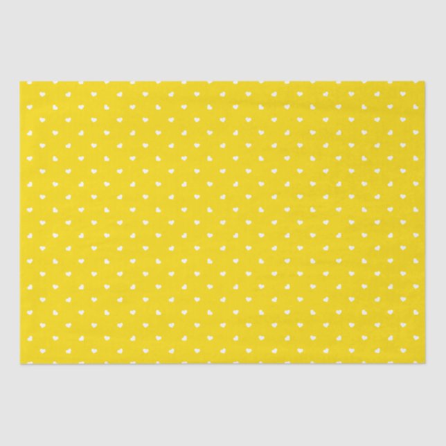 Petite Hearts on Bright Yellow Tissue Paper Seidenpapier (Vorderseite)