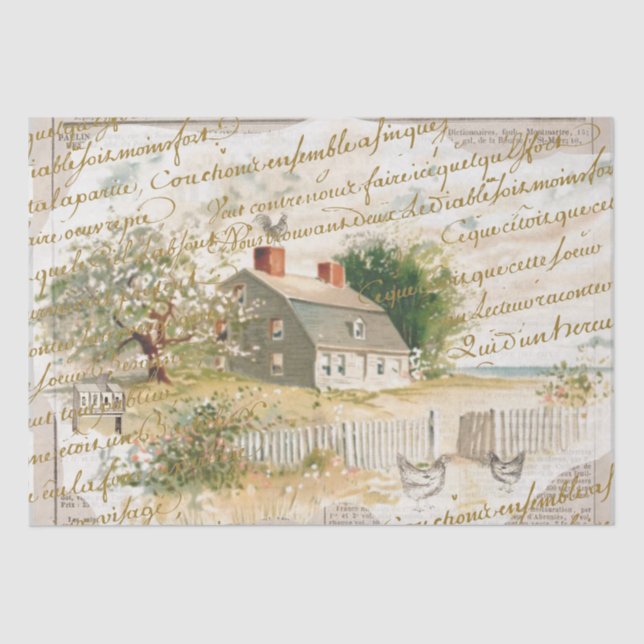 Petite Maison de Plage French Script Decoupage Seidenpapier (Vorderseite)