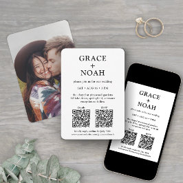 Petite & Minimal All-in-One QR Codes Foto Wedding Einladung
